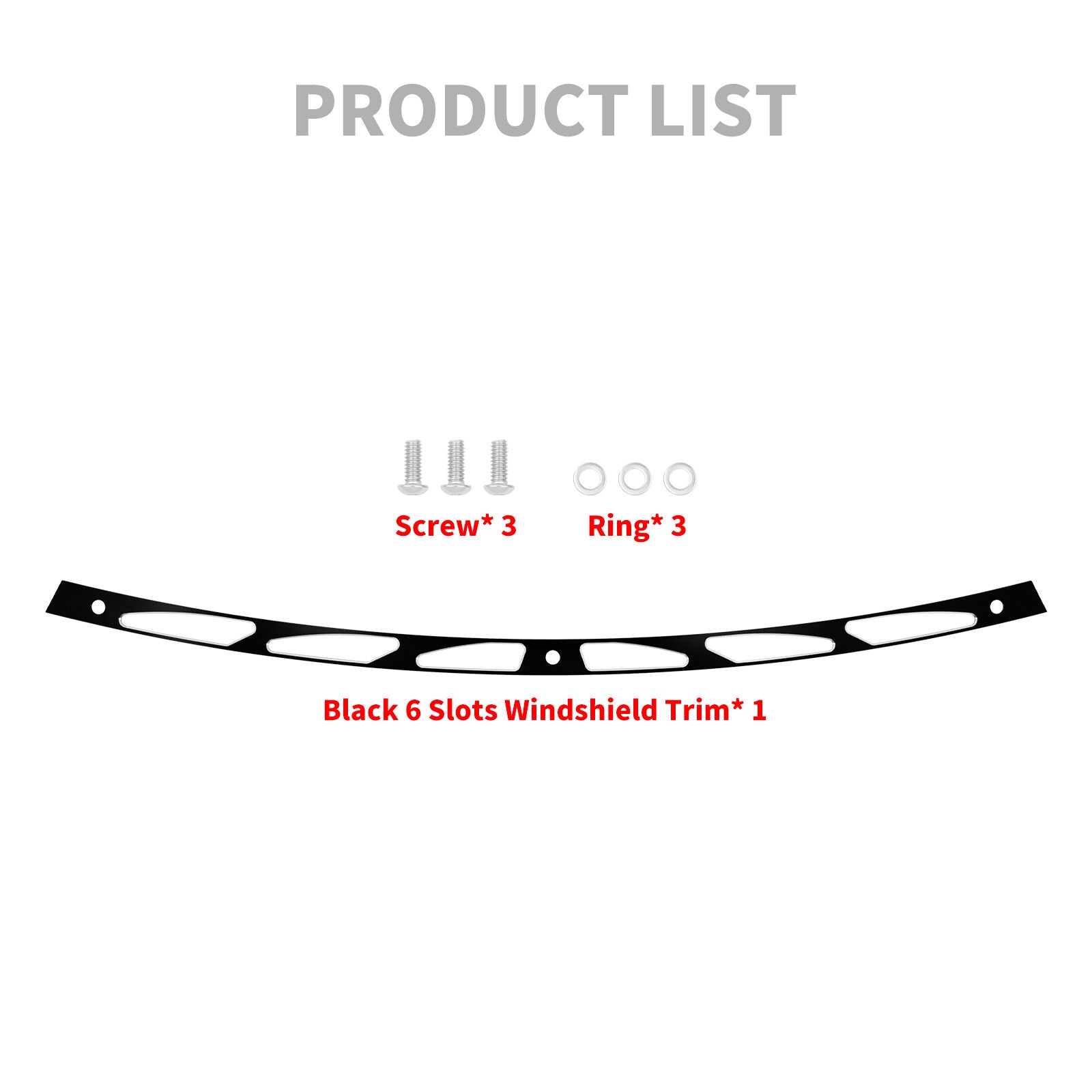 Black 6 Slots Batwing Fairing Windshield Trim for Harley Electra Glide 1996-2013