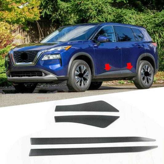 4Pc Carbon Fiber ABS Side Door Body Moulding Cover Trim for Nissan Rogue 2021-23