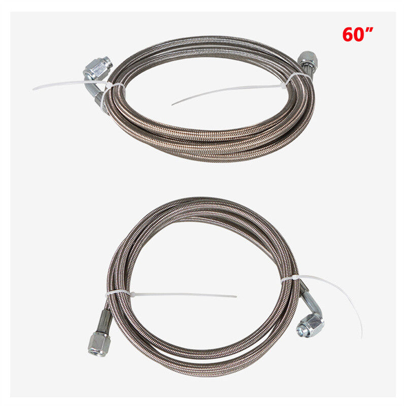 60 Turbo Oil Feed Line Stainless Braided PTFE Line 4AN 90° Straight Hose End