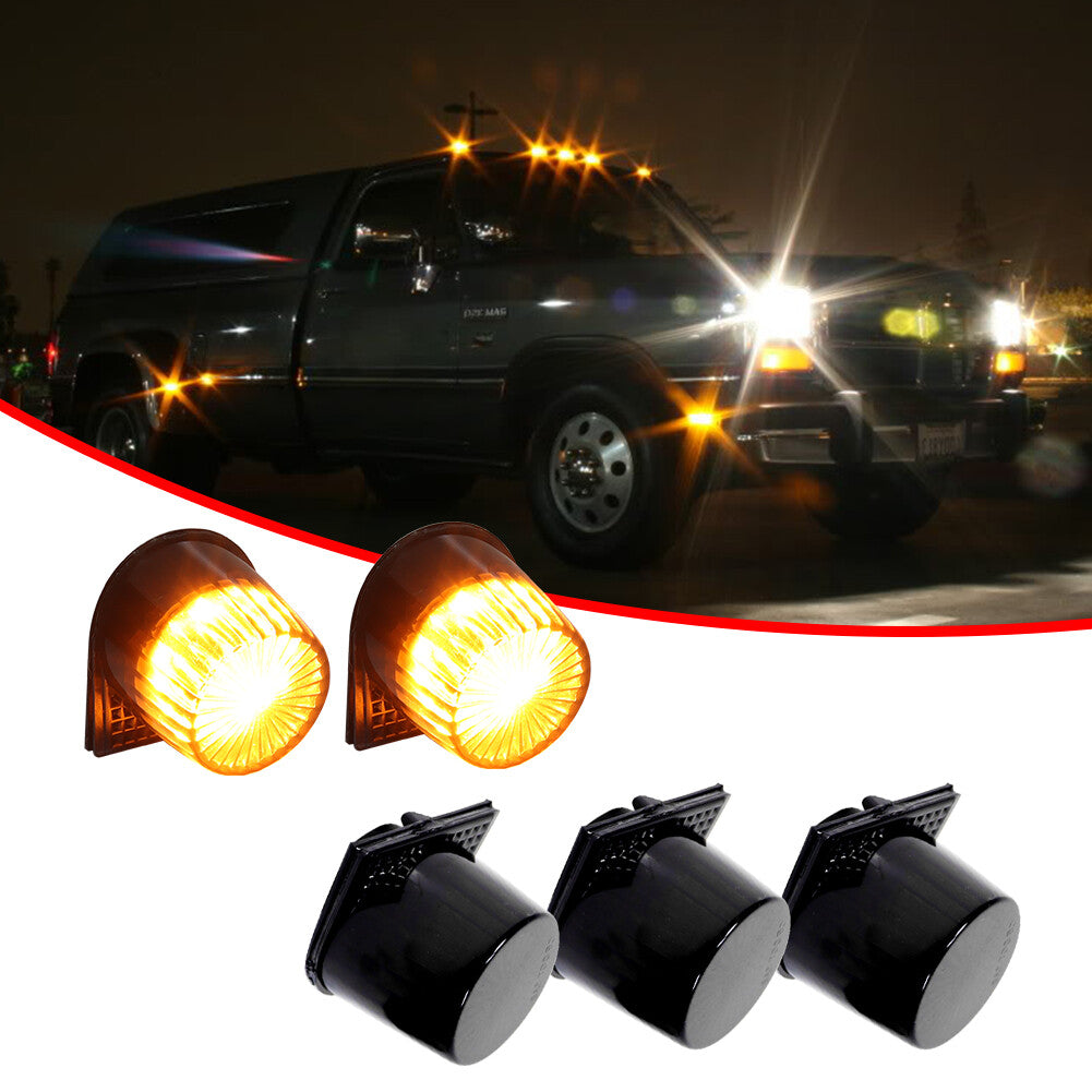 5pcs LED Smoked Roof Cab Clearance Running Lights for 84-93 for Dodge D/W Pickup Trucks - v