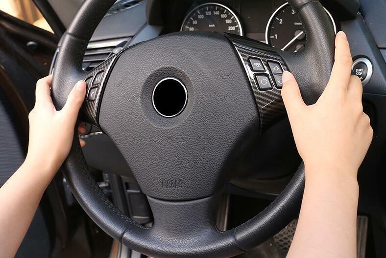 ABS Carbon Fiber Steering Wheel Button Cover Trim for BMW 3-Series E90 2005-2012
