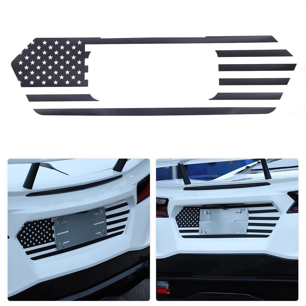 Suitable for 2020-24 for Corvette C8 US Flash Decal License Plate Filling Area Vinyl Graphic