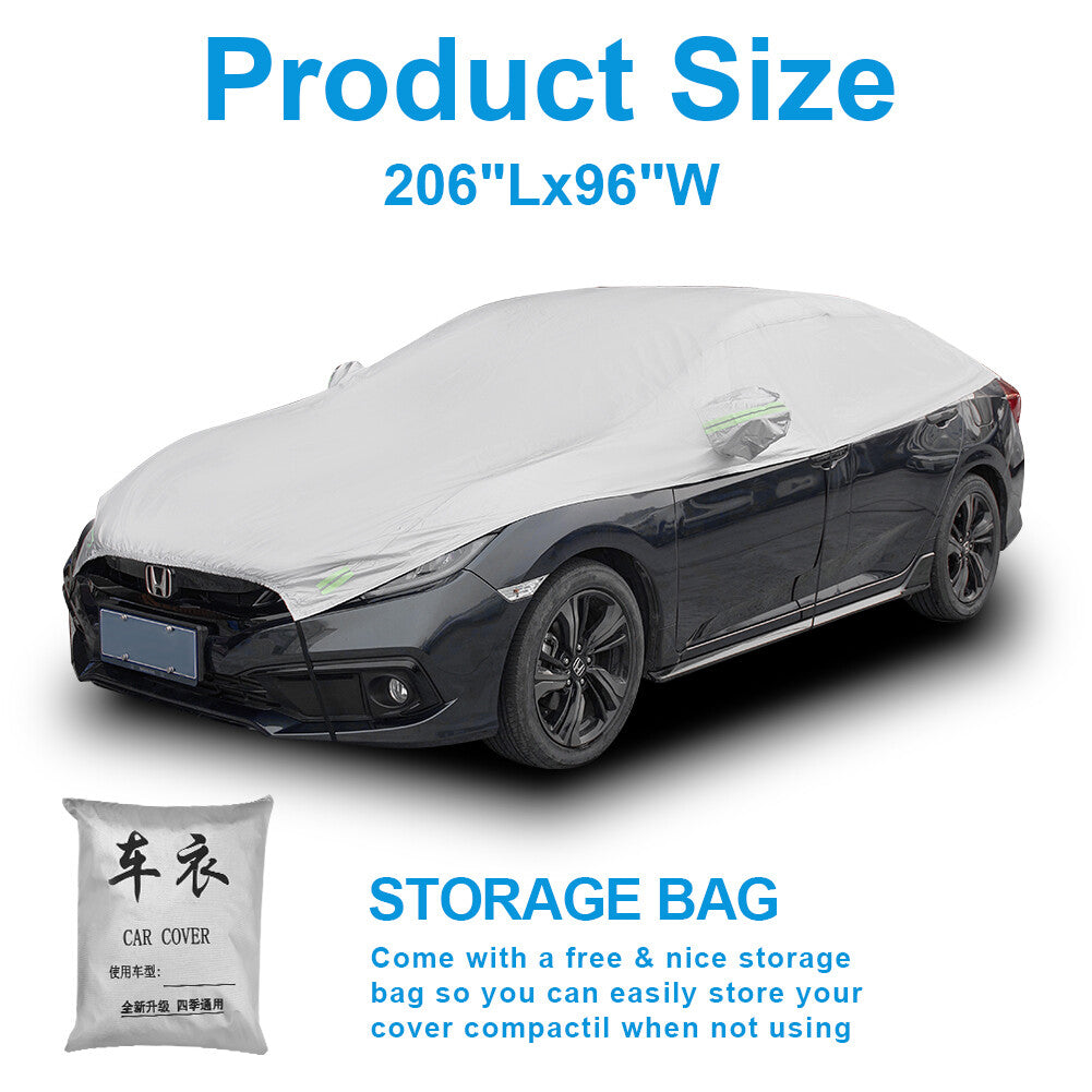 Car Half Body Cover Sunshade Four Season Waterproof UV-Proof Outdoor Protector