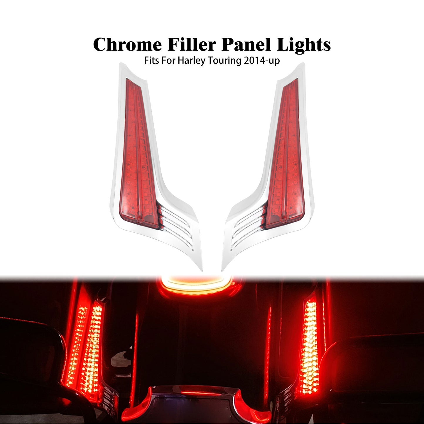 Chrome Rear Fender Turn Singal Red LED Light w/Red Lens for Harley Touring 14-23