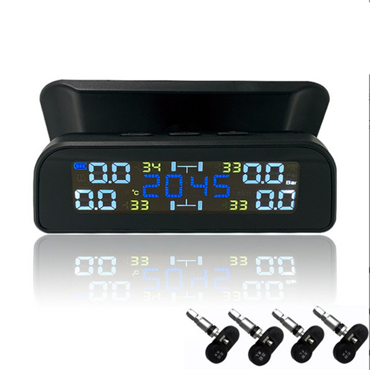 Wireless solar-powered TPMS automotive tire pressure monitoring system with 4 internal sensors - n
