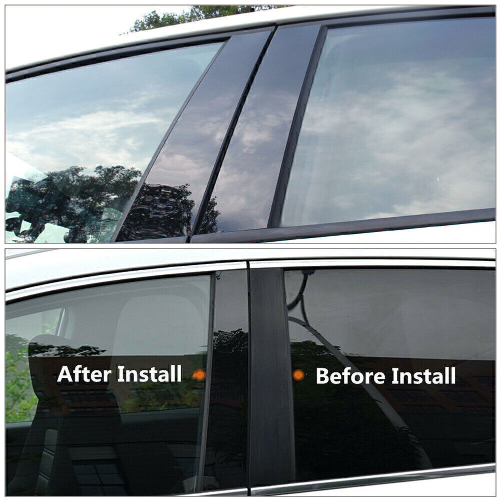 6P for Ford Escape 13-19 Piano Black Pillar Posts Door Window Molding Strip Trim