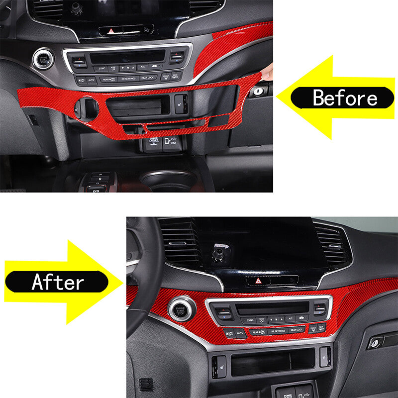 Red carbon fiber dashboard panel cover decorative sticker for Honda Ridgeline Passport Pilot n