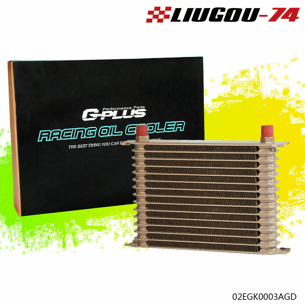 Universal 15 Row AN-10AN Aluminum Transmission Engine Oil Cooler Gold US Stock - v