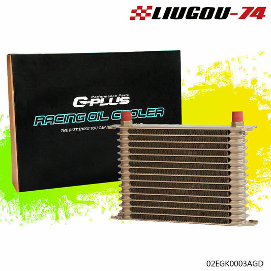 Universal 15 Row AN-10AN Aluminum Transmission Engine Oil Cooler Gold US Stock - v