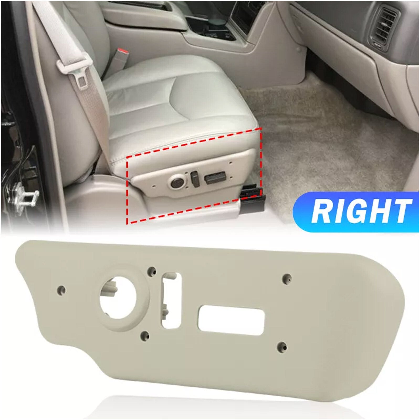 Driver and passenger power for seat switch panel bezel trim for 2003-06 for Chevrolet for GMC trucks. Q