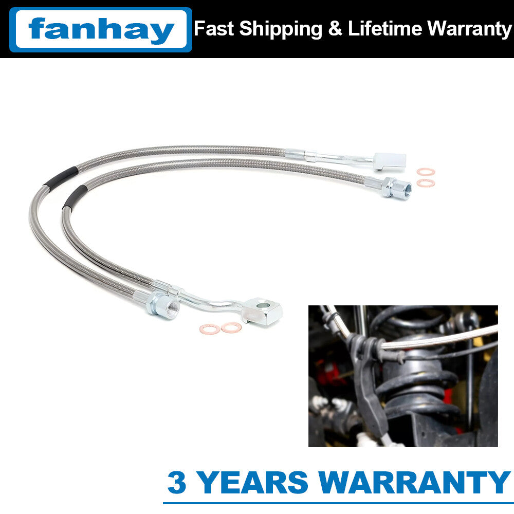 2PCS Front Steel Extended Brake Lines 89370 for Chevy Silverado 1500 2/3500 HD Q