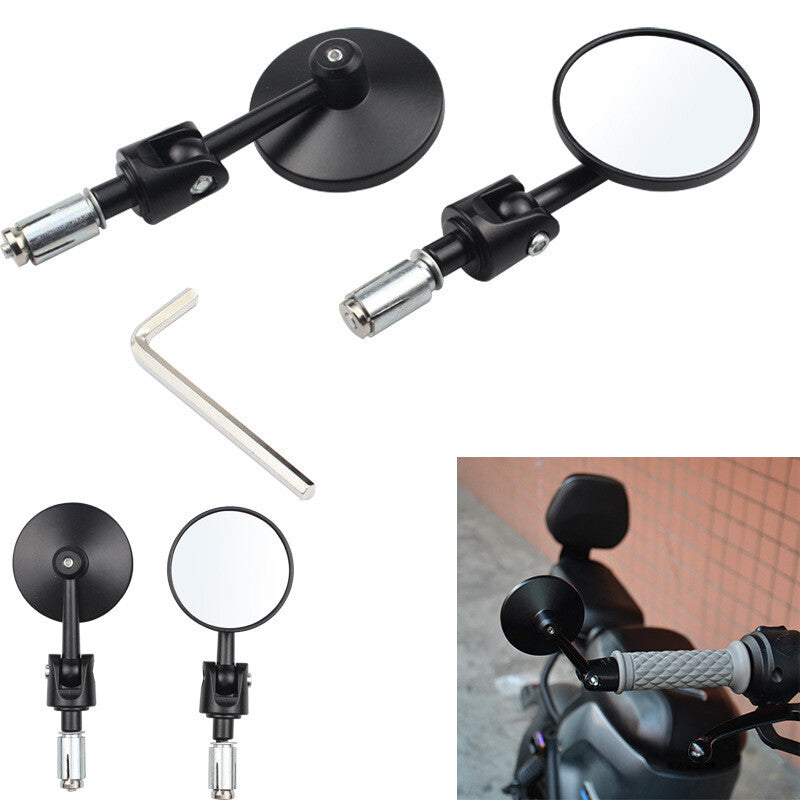 22mm aluminum round motorcycle stick end mirror, adjustable rearview mirror grip. n