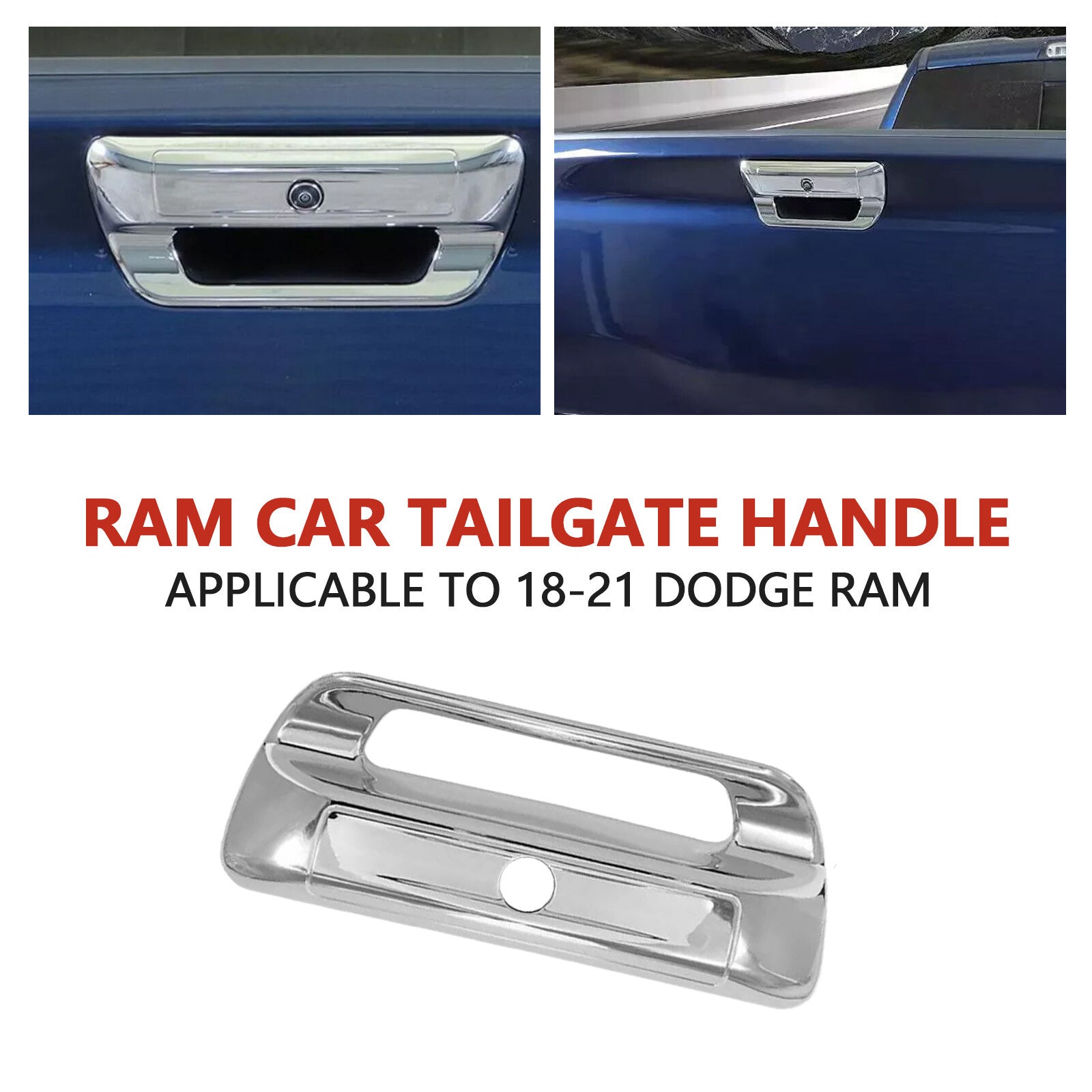 Chrome Tailgate Door Handle Cover Trim For 2019-2024 for Dodge for Ram 3500/2500/1500