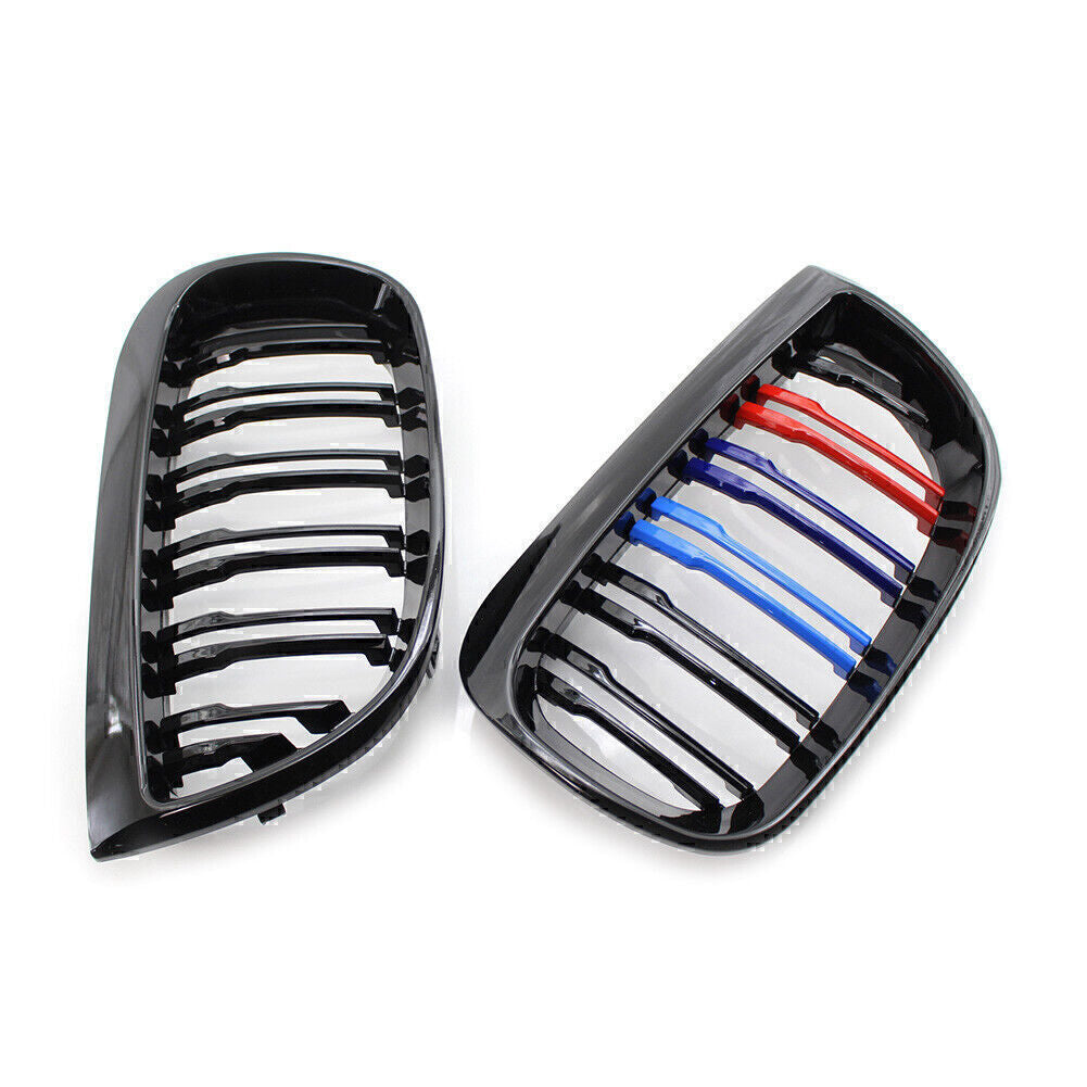 Gloss Black Double Slat M-Color Front Kidney Grille Fit for BMW E87 1-Series 2004-07