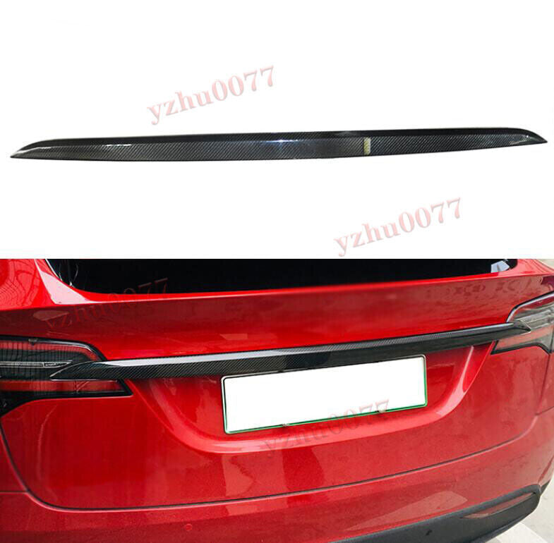 For Model X 2016-2021 Carbon Fiber Rear Door Trunk Lid Cover Trim 1pcs n