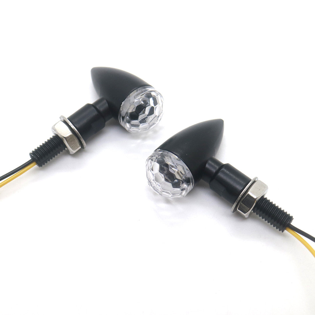 Black Metal LED for Mini Bullet Clear Spherical Lens Turn Signal Indicators Light Q