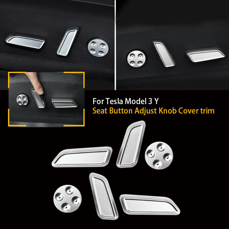 6-Piece Set of ABS Car for Seat Adjustment Button Decorative Covers for Model 3 Y- n