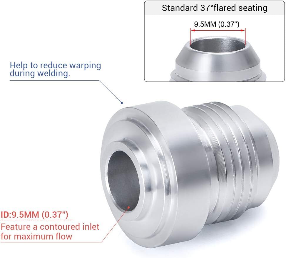 4Pcs AN8 -8AN Male Billet Steel Weld On Fitting/Adapter 6061-T6 Aluminum Alloy