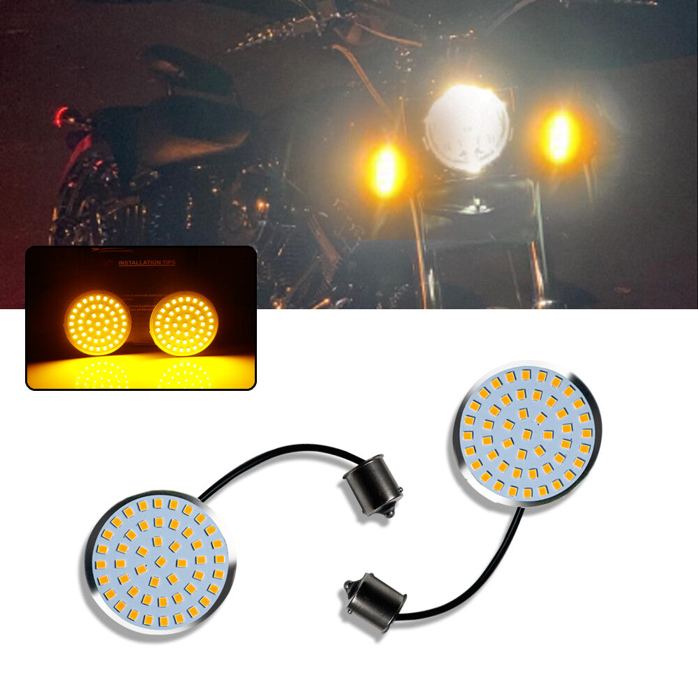 2-Piece Bullet-Type 1156 Amber LED Turn Signal Insert for Harley Softail Dyna Q