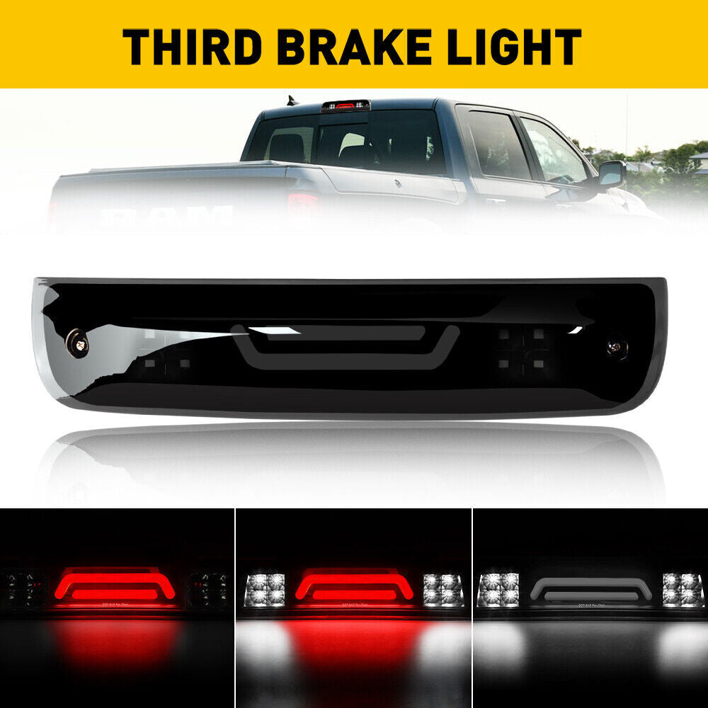 Suitable for 2009-2018 for RAM 1500 smoked LED third brake light and reverse taillight/cargo light. n