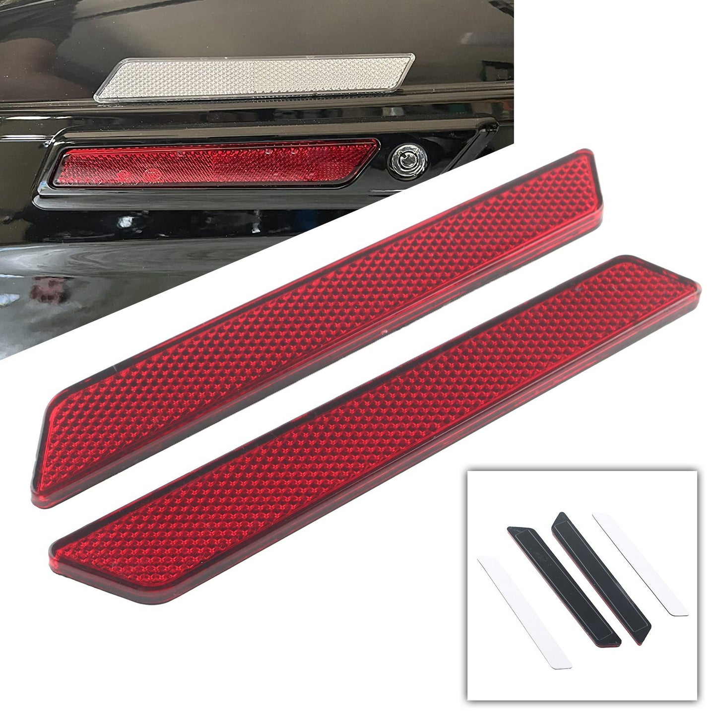 Saddlebag Latch Inserts Red Reflector for Harley Touring Electra Glide '14-'23 Q