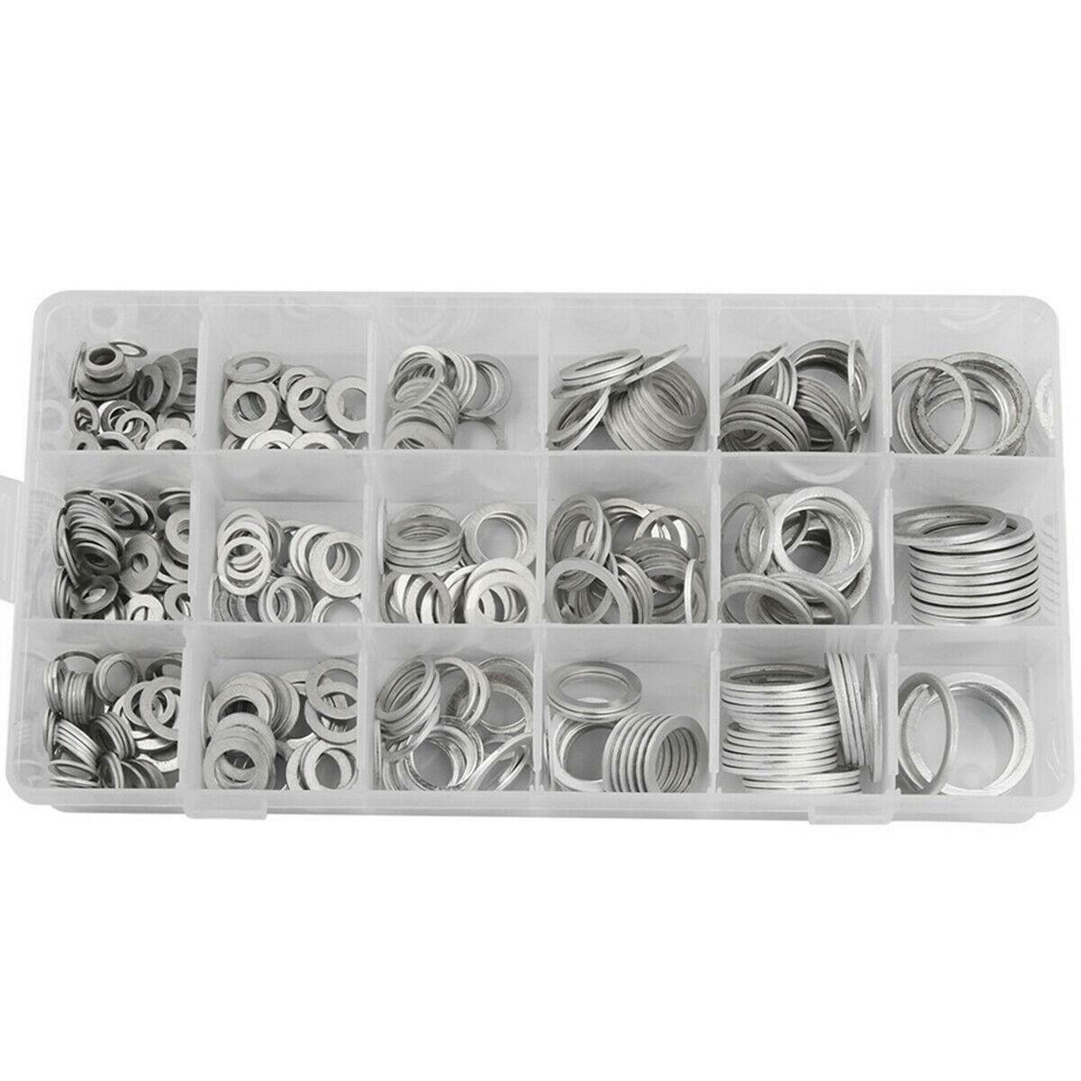 Silver automotive engine oil drain plug crushing washer sealing O-ring kit aluminum - n