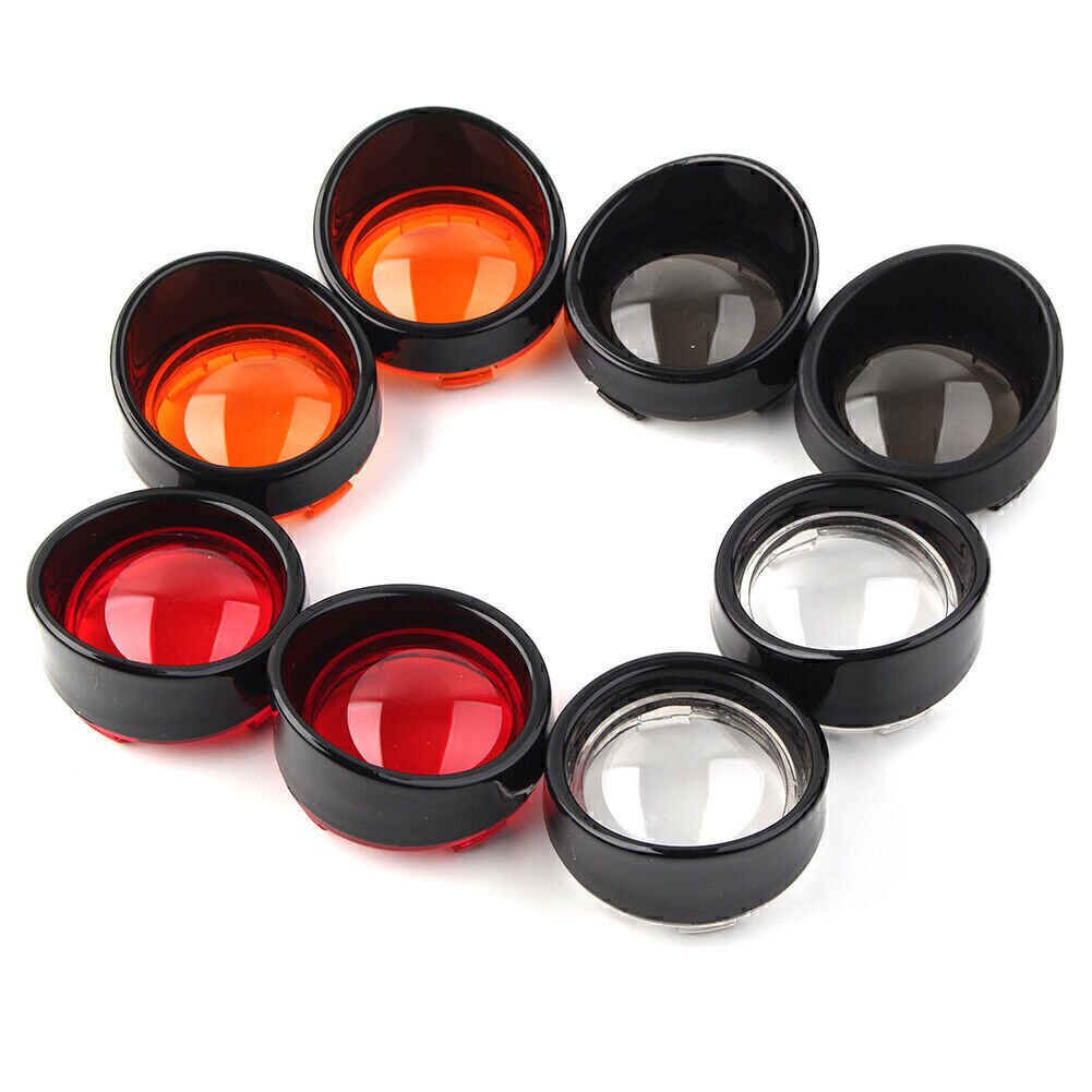 for Harley Davidson Softail Turn Signal Light Lens Cover Black Bezels Visor Fit Q