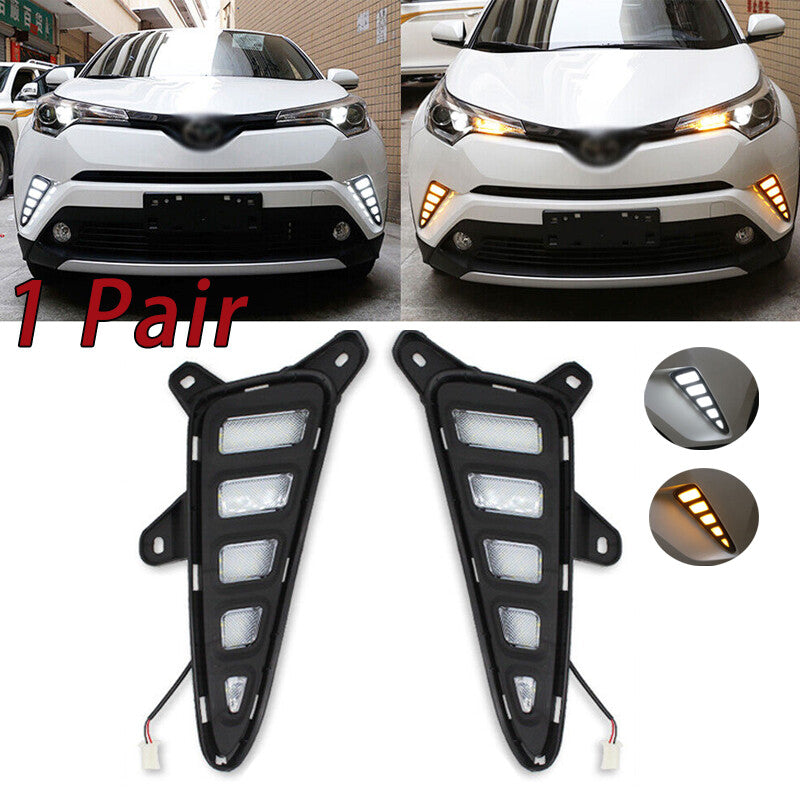 Applicable to for Toyota C-HR 2016 - 2019 DRL LED daytime running lights, turn signals, and fog lights.