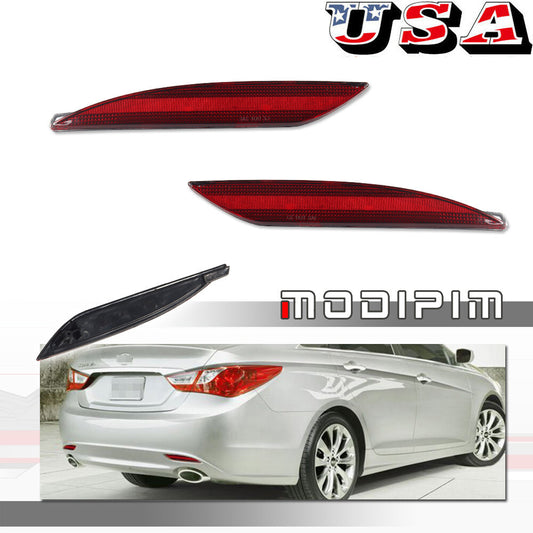 Red rear bumper reflector 2 piece set left and right sides for 2011 - 2014 for Hyundai Sonata - v