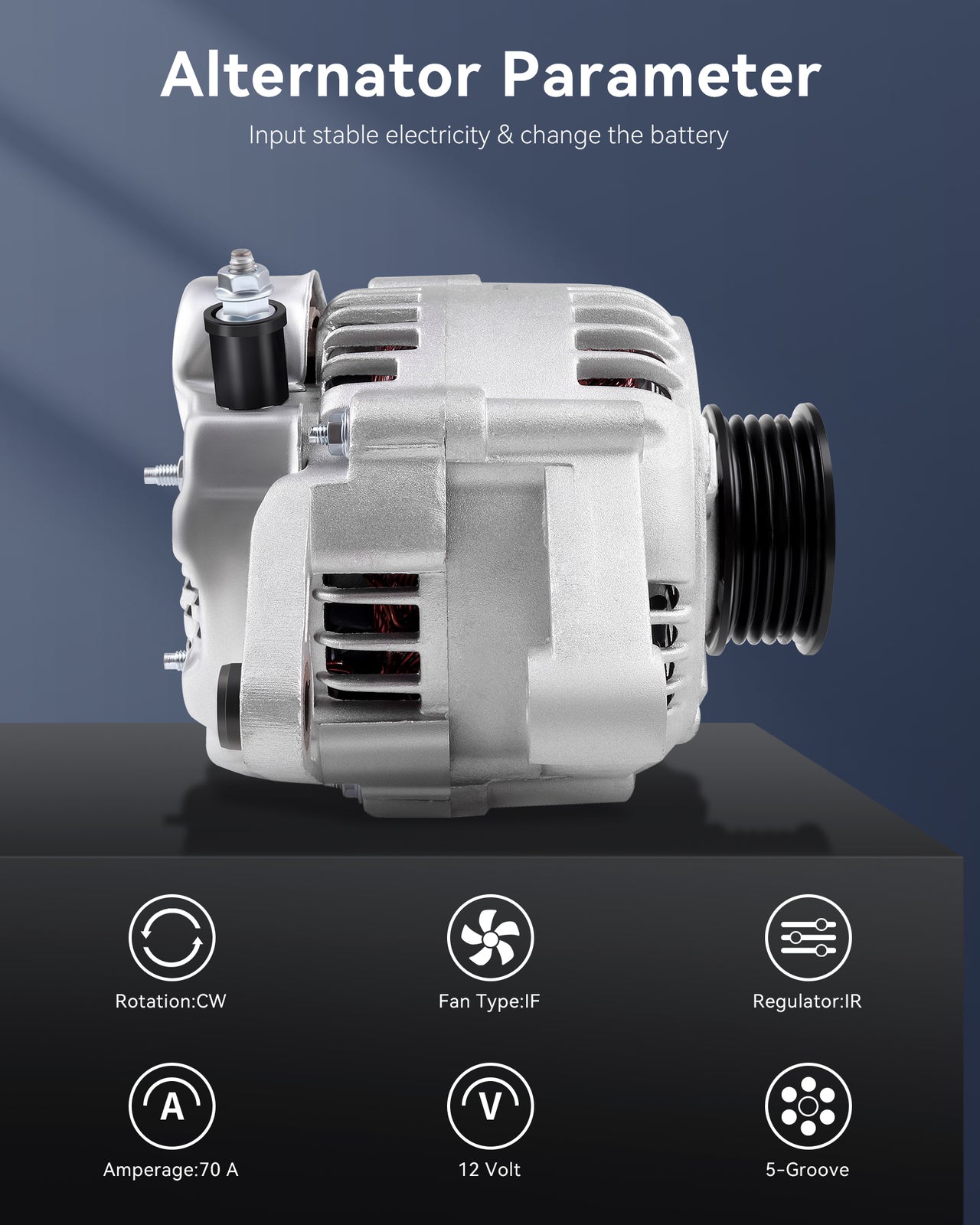 Silver Alternator 334-1175 Fit for 1993-1997 for Toyota for Corolla Base Sedan 1.6L L4