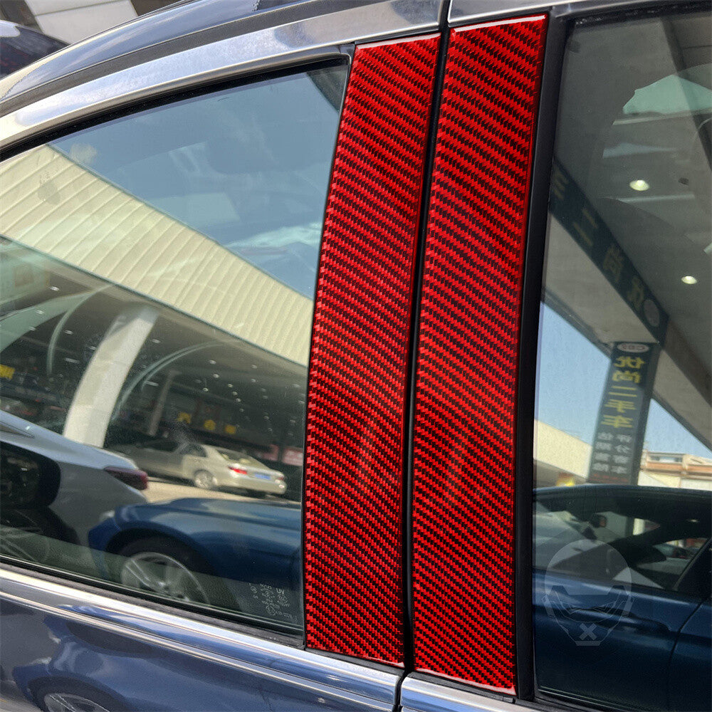 6¡ÁRed Carbon Fiber Door Window Pillar Post Trim for Infiniti G37 Sedan 2007-2013