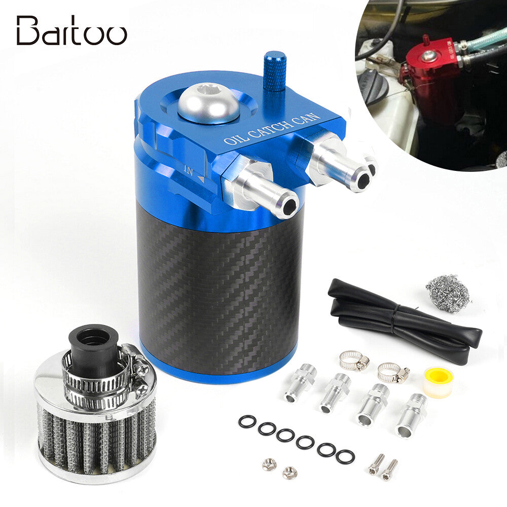 REAL Carbon Fiber Oil Catch Can Kit Reservoir Baffled Tank with Breather Filter