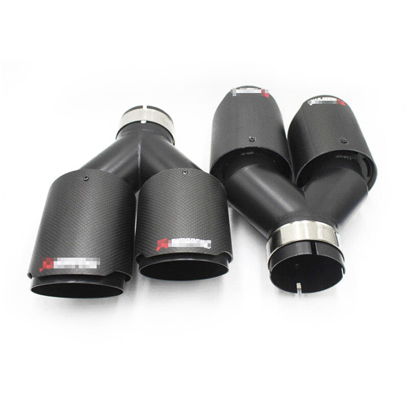 2pcs Carbon Fiber Dual Exhaust System Bottom Pipe ID: 2.5 OD: 3.5 Left + Right - n