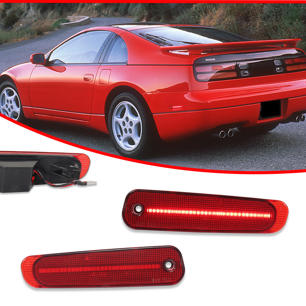 Red Lens LED Rear Bumper Side Marker Lights for 1990 - 1996 for 300ZX Z32- v