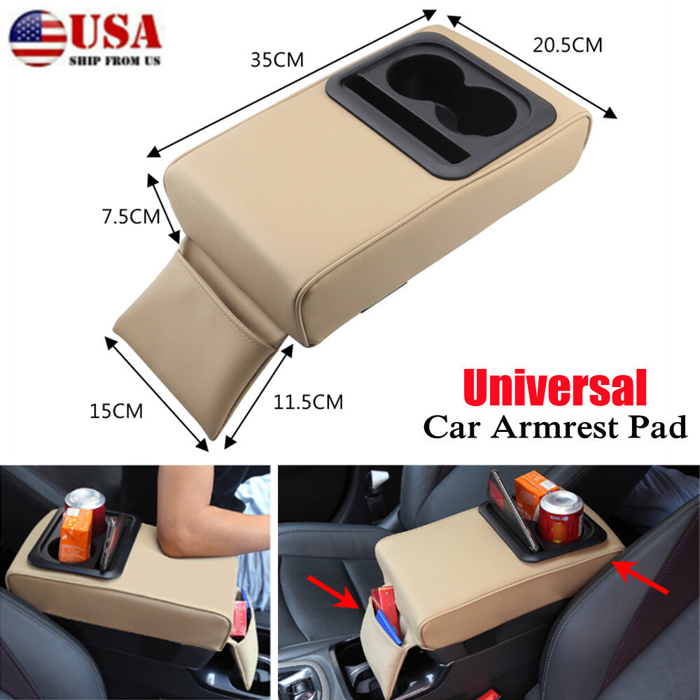 Car and truck double cup holder armrest mat center console storage box backrest cover - n