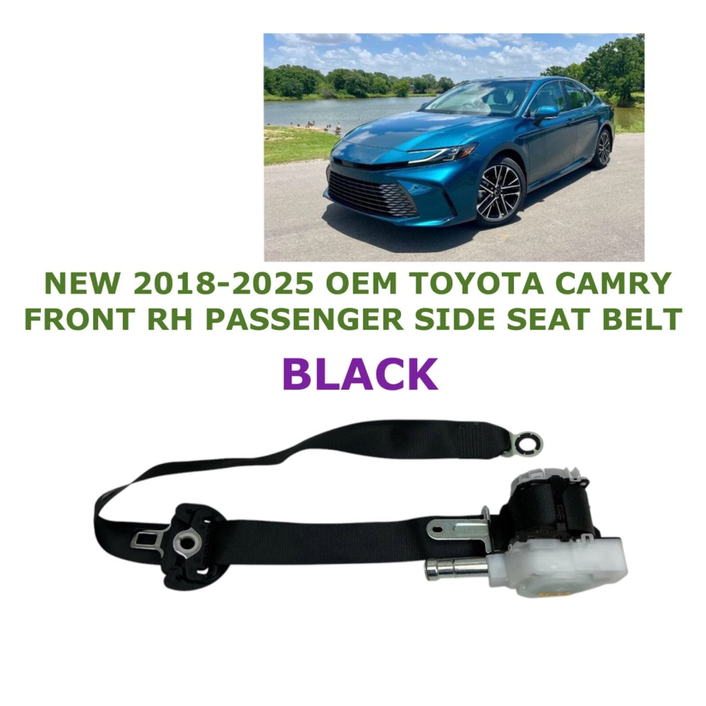 For 2018 19 20 21 22 23 24 2025 for Toyota for Camry front right side for seat belt BLACK Q