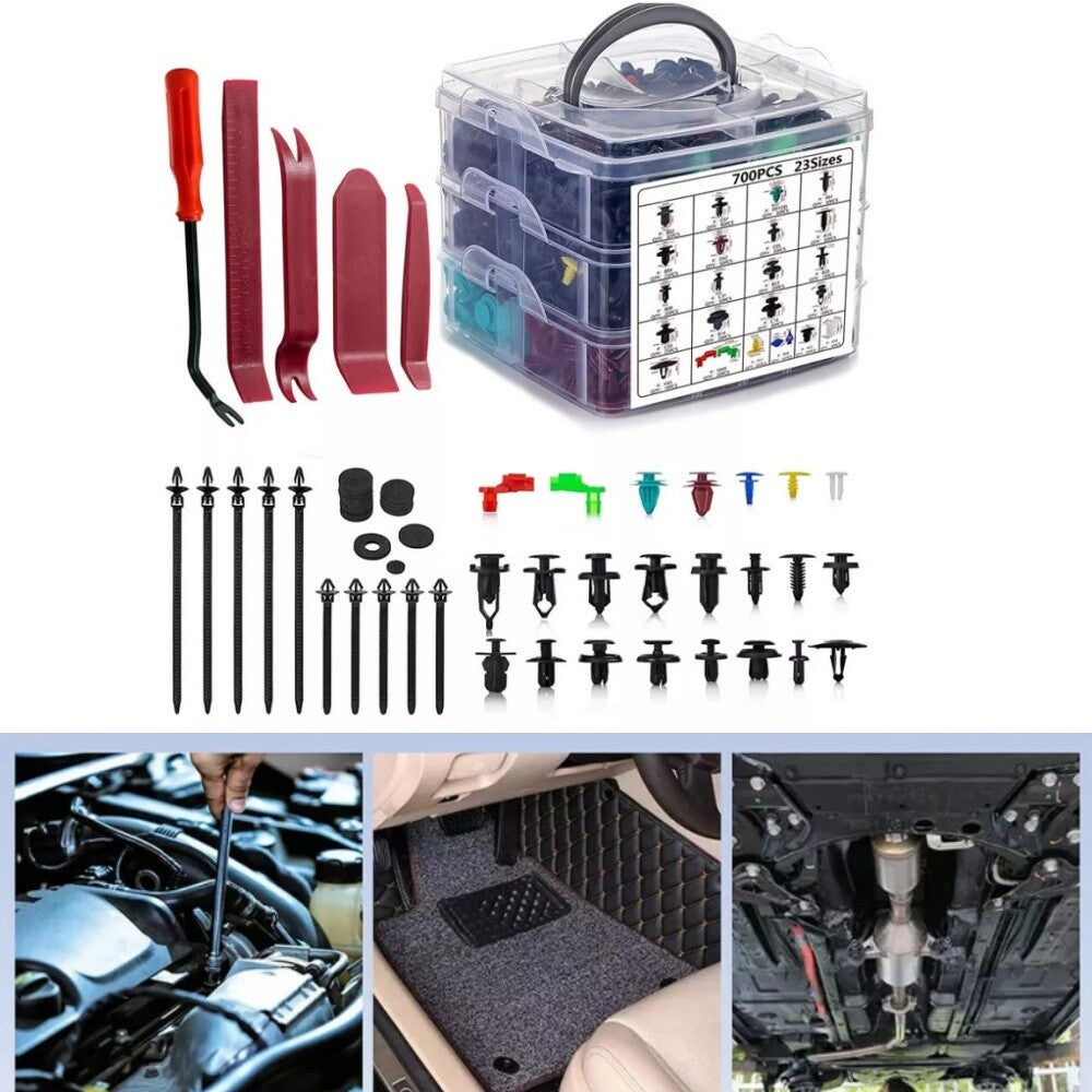 745Pcs Car Plastic Fender Bumper Trim Retainer Rivets Fastener Clips 23 Sizes