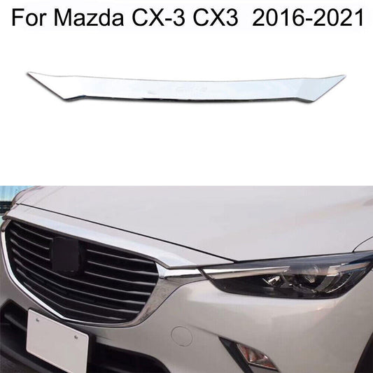 1P for Mazda CX-3 CX3 2016-21 Chrome Front Hood Lid Grill Mesh Upper Cover Trim