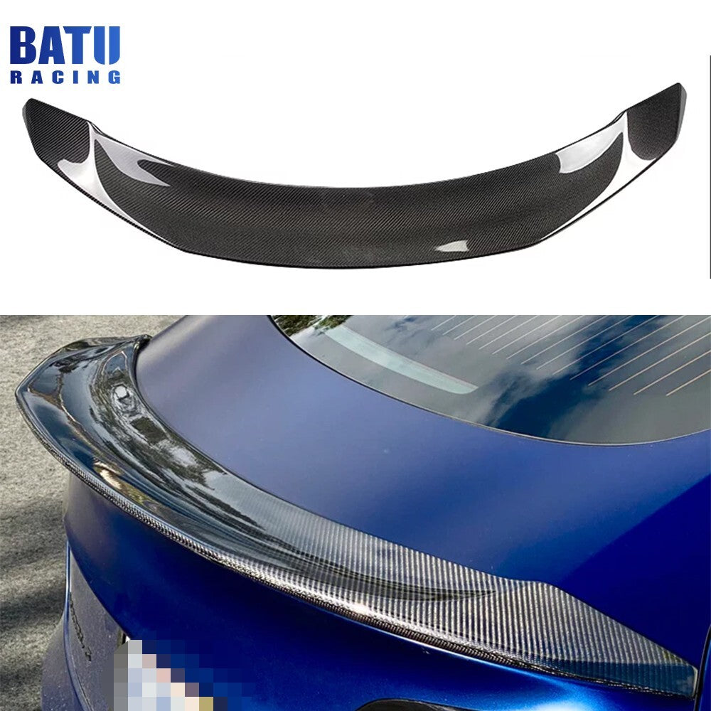 Real Carbon Fiber Trunk Lid Spoiler Wing V Style for 2017-2023 for Tesla Model 3