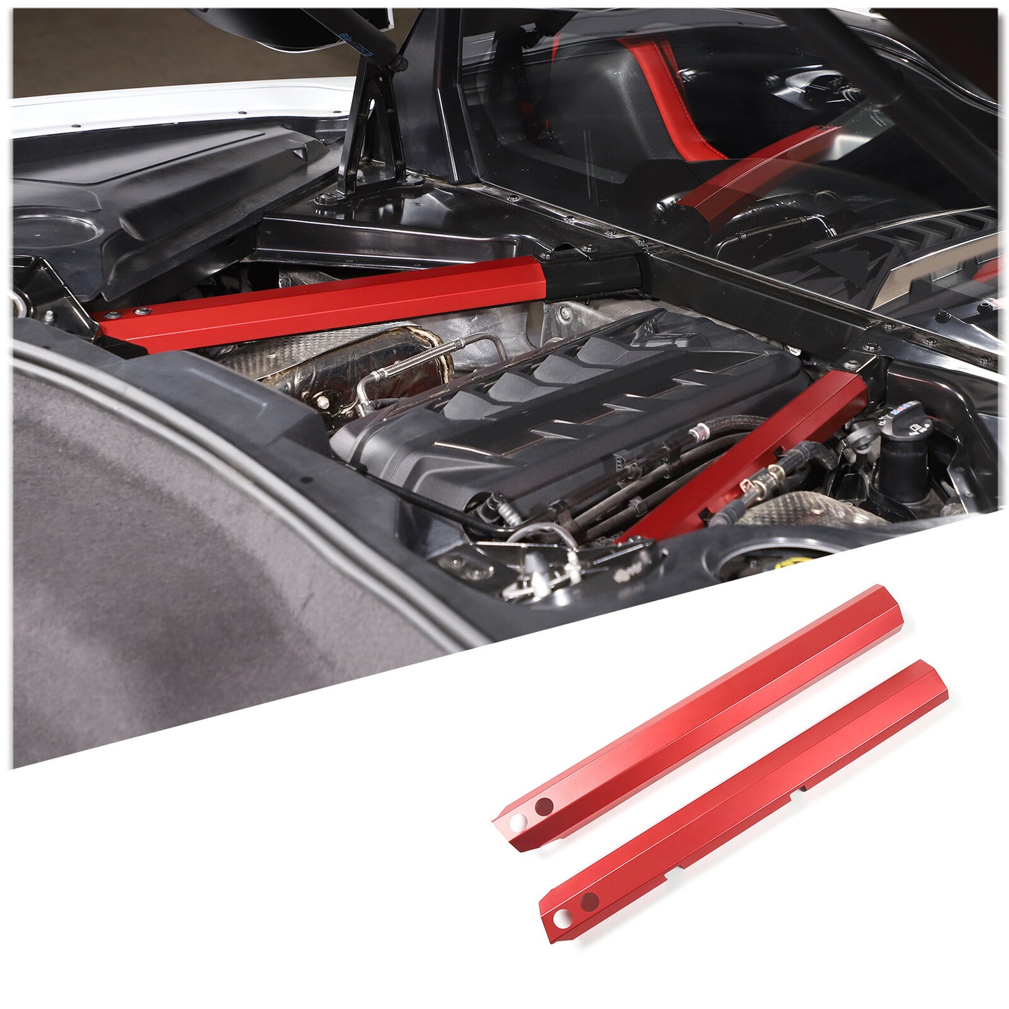 for Corvette C7 2014 - 2019 Door and Window Trim Trim Carbon Fiber Red 2 pcs- v
