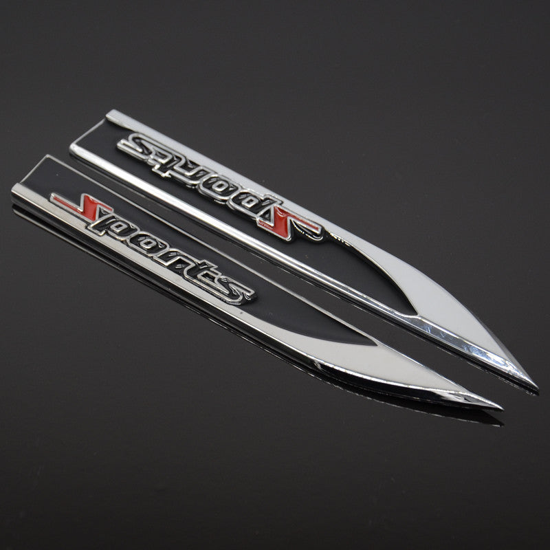 2 Pcs Car Suv Metal Dagger Fender Emblem Sticker Badge Decal Racing Sports