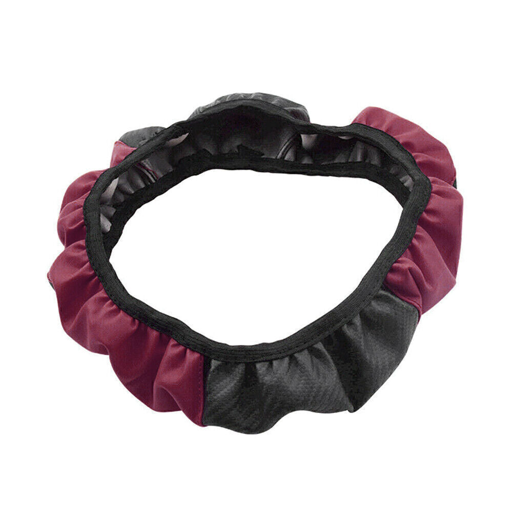 Wine&Red Universal Microfiber Leather Car SUV Steering Wheel Cover 38cm/15inch Q