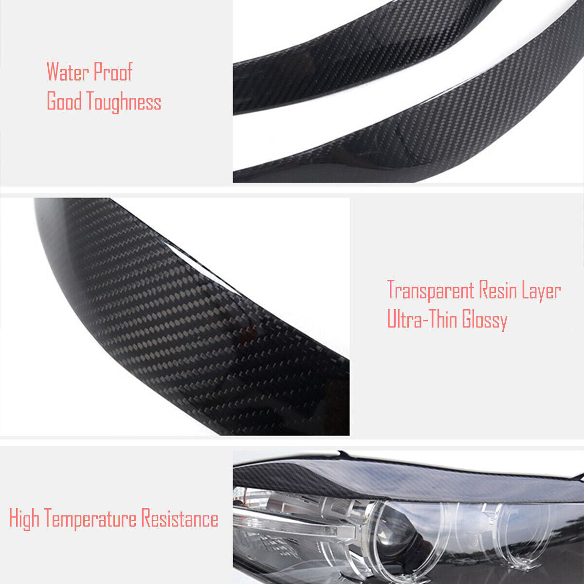 for Subaru Forester 13-18 Carbon Fiber Eyelid Eyebrows Lids Headlight Trim Cover Q