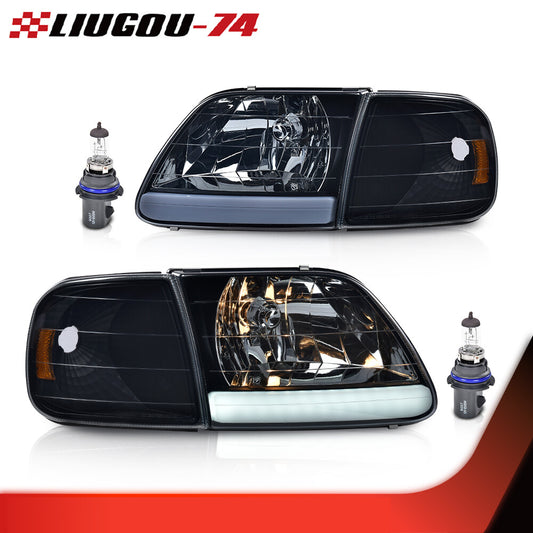 Suitable for 1997-04 Expedition black/smoked LED DRL headlights and corner lights- v