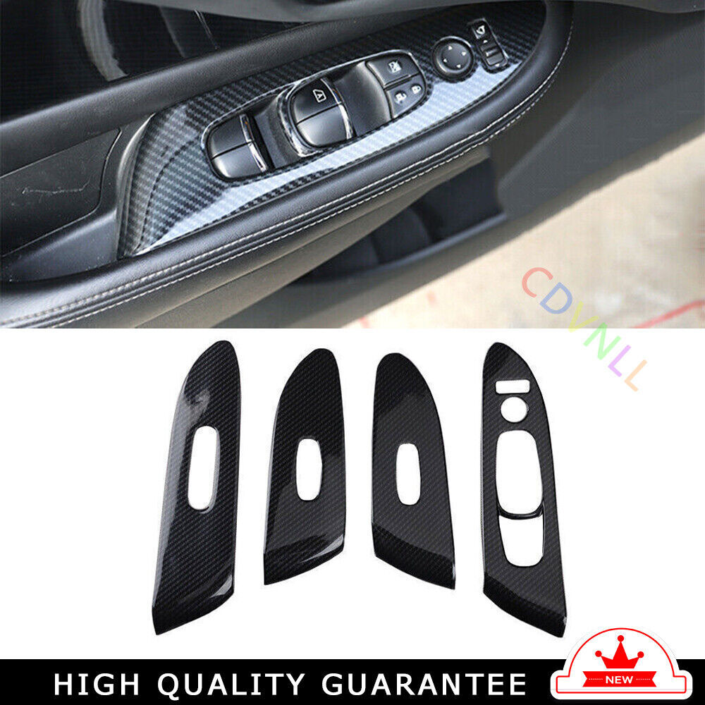 Glass Window Lifting Lock Panel Trim Fit for Nissan Murano 2015-21 Carbon Fiber