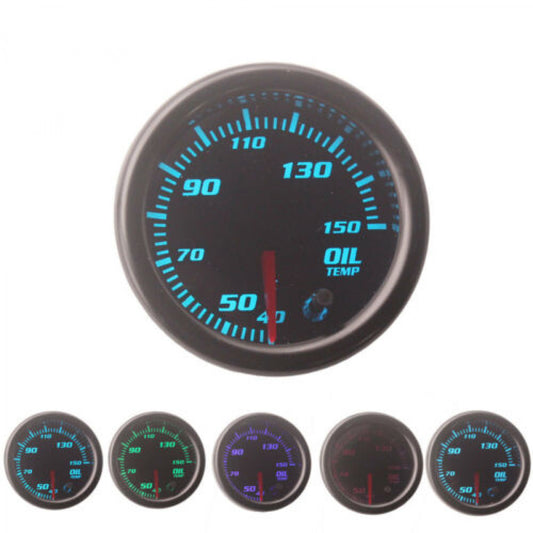 Auto 2 52mm 7 Color 12V LED Car Oil Temp Meter Gauge Smoke Lens Pointer n