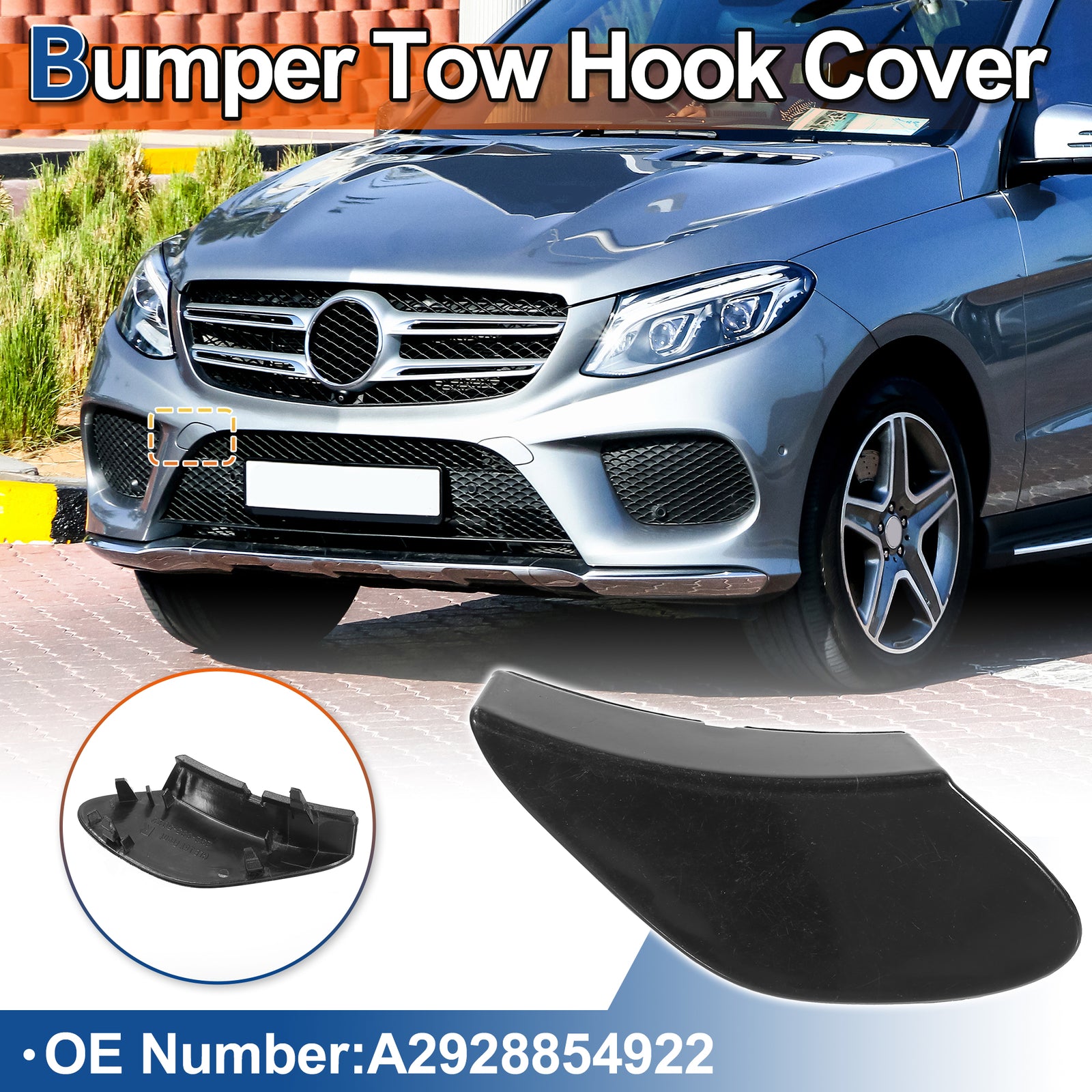 Front bumper tow hook cover for GLE No. A2928854922, unpainted. n
