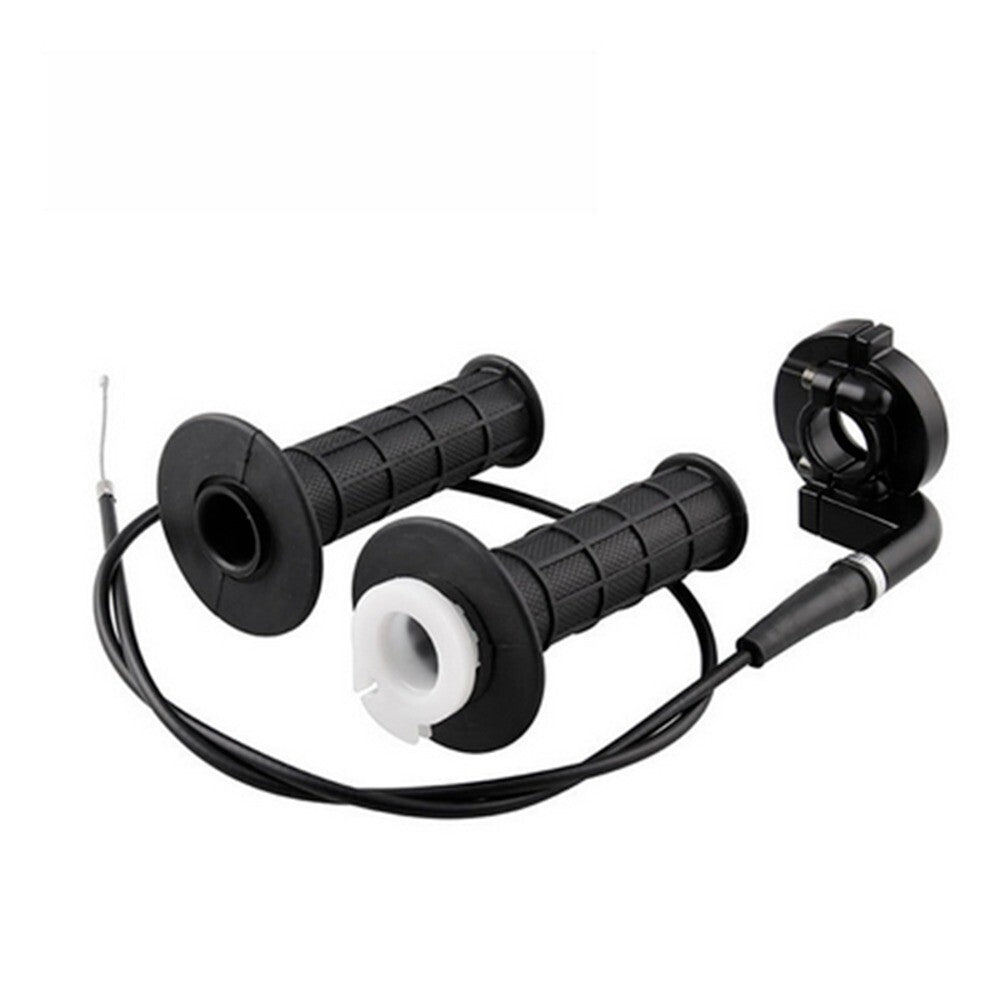 7/8in Motorcycle Left Right Handle Throttle Clamp Hand Grips Cable Set Universal n
