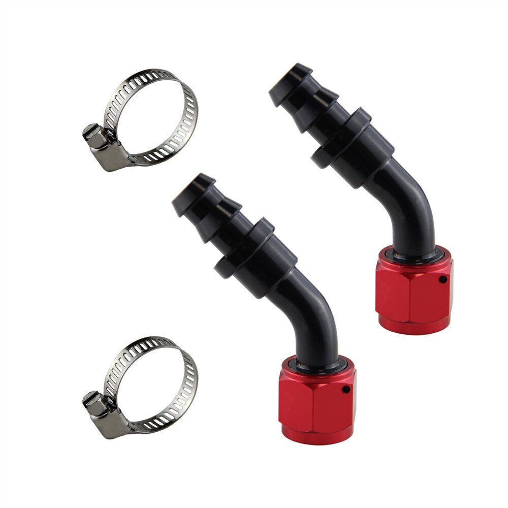 2PCS AN8 45¡ã Push on Lock Hose Barb Fitting Oil Fuel Gas Air Fitting Adapter BK