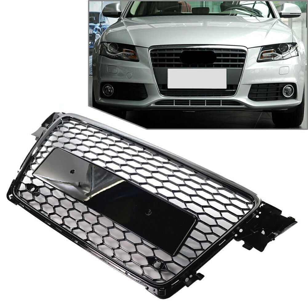 Front RS Honeycomb Mesh Hood Bumper Grill Grille Cover for Audi A4 B8 2009-2012